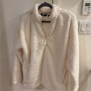 NWOT Lands End Cozy Cream Fleece Quarter Zip Pullover